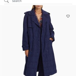FARM Rio Navy Eyelet Trench Coat